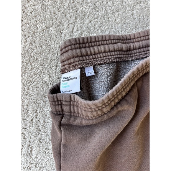 Aritzia TNA Women's Sweatfleece Cozy Fleece Boyfriend Sweatpants Brown Size L - Picture 6 of 11